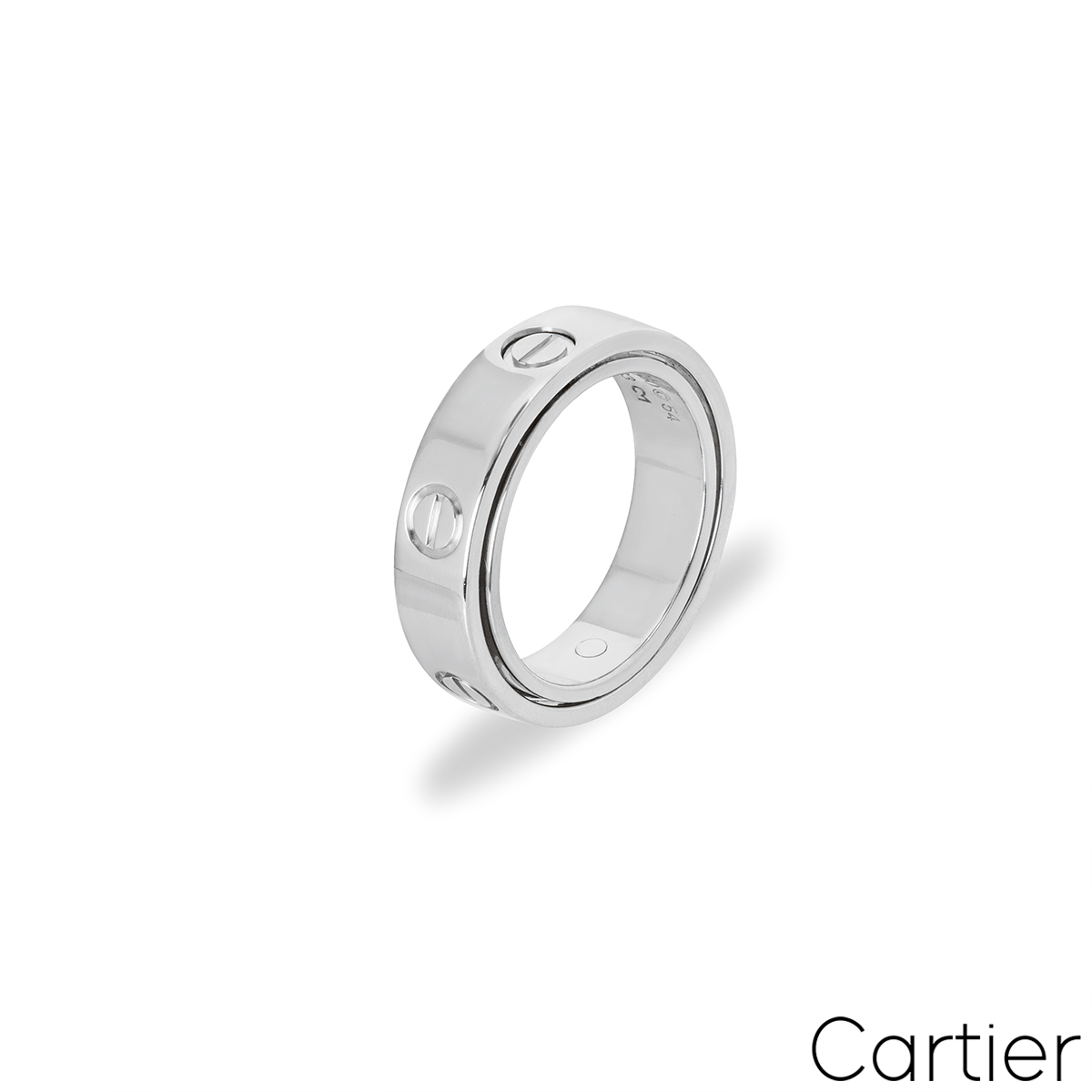 Cartier White Gold Plain Spicy Love Ring Size 54
